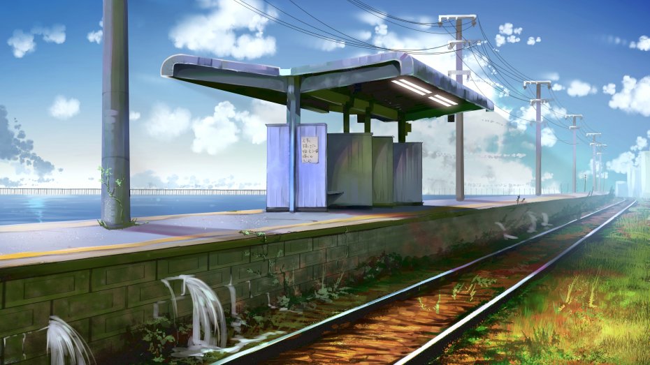 日漫车站站台风景
