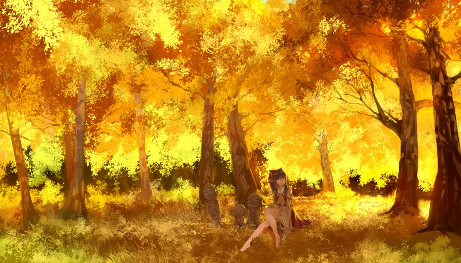 动漫秋季森林可爱女孩