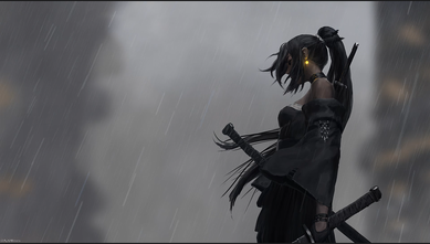 雨中女武士少女