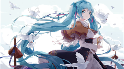 初音未来发丝随风飘扬