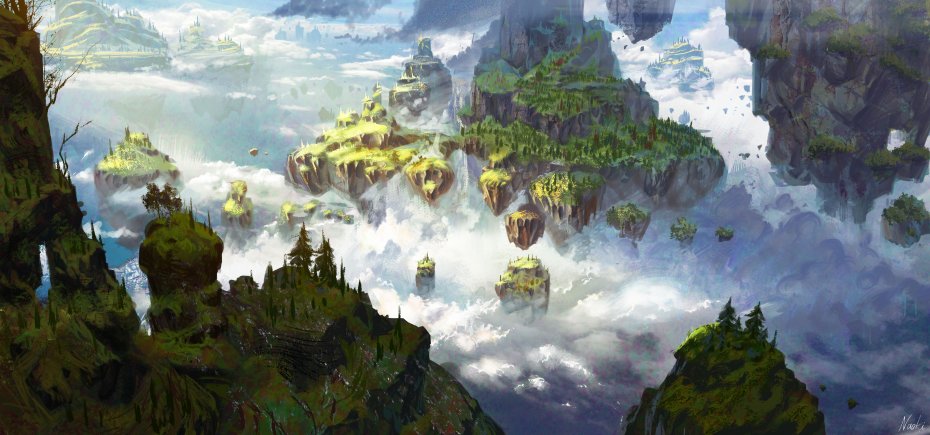 空中仙岛 山林风景漫画