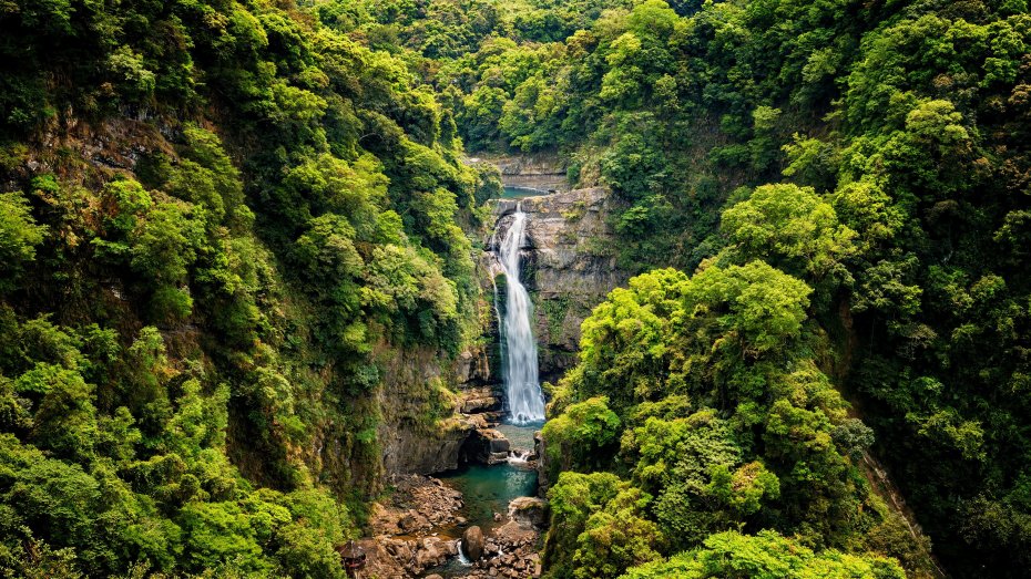 森林河流瀑布风景