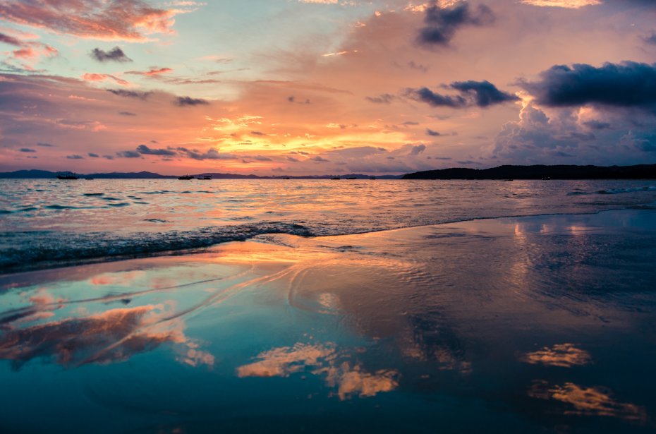 唯美海滩夕阳风景