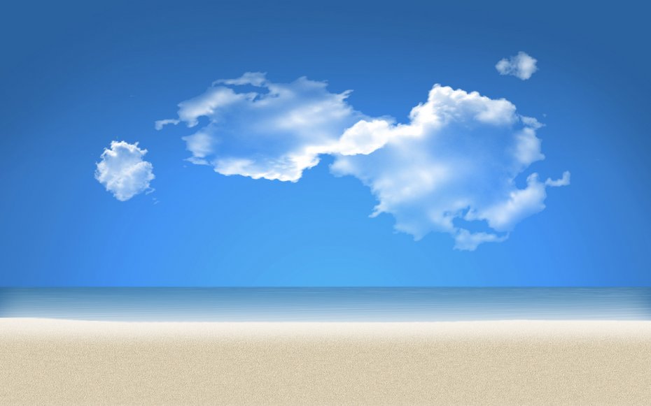 蓝天白云沙滩风景