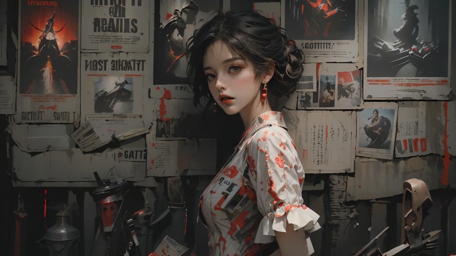 报纸墙 动漫美女 4K壁纸