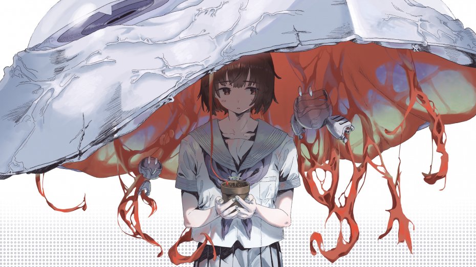 动漫 少女 生物 伞插画壁纸