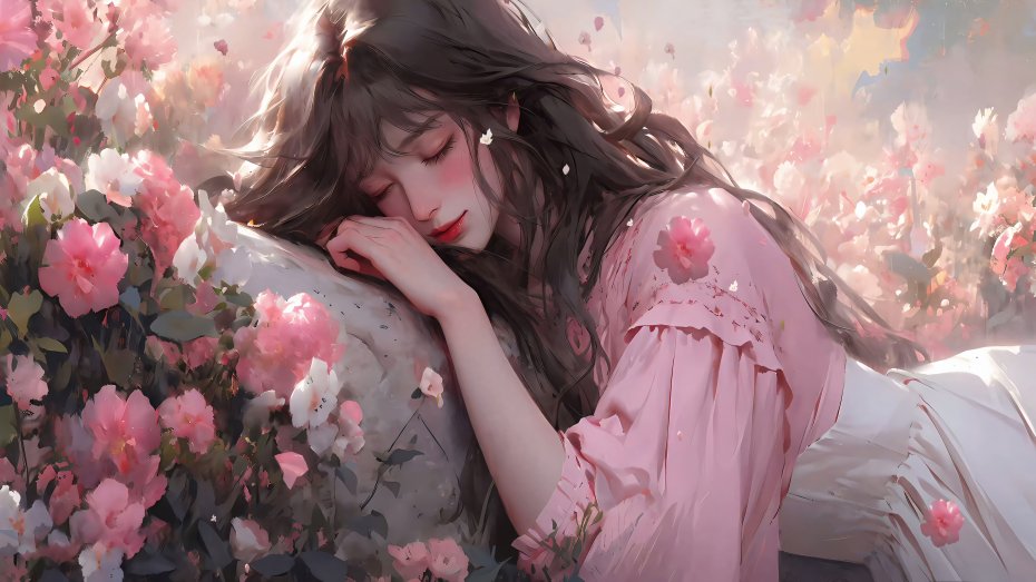 花丛少女睡梦4k动漫