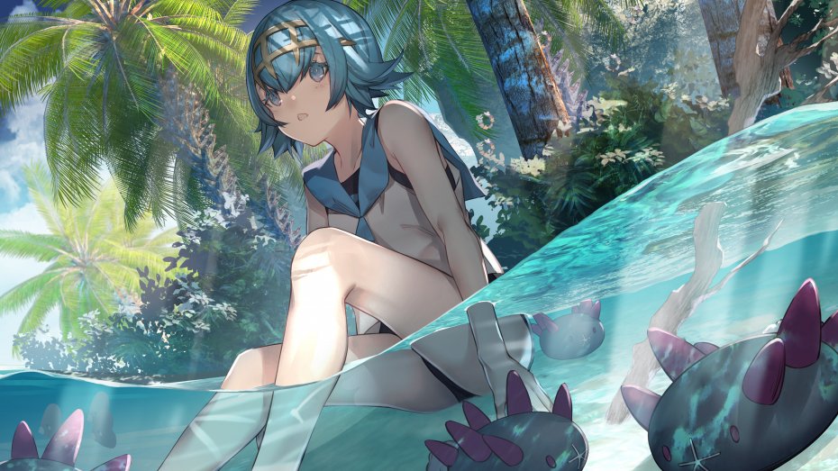 日漫插画海边少女壁纸