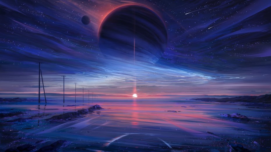 动漫手绘行星星系插图壁纸
