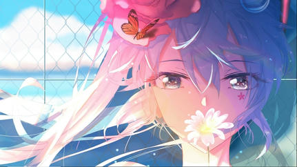 嘴含花朵 唯美少女头像