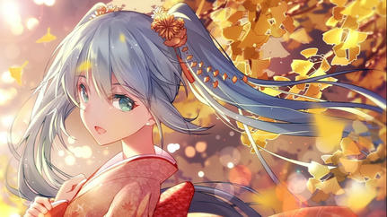 初音未来 双马尾 唯美背景