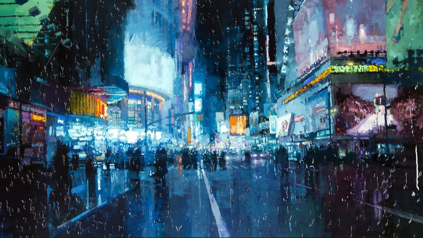 动漫雨中街头