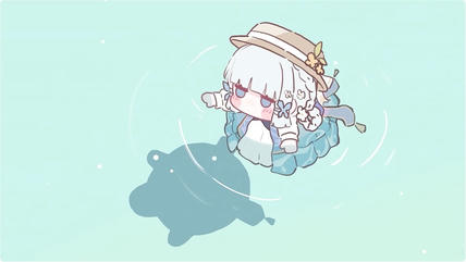 Chibi Ayaka 游泳 Genshin Impact