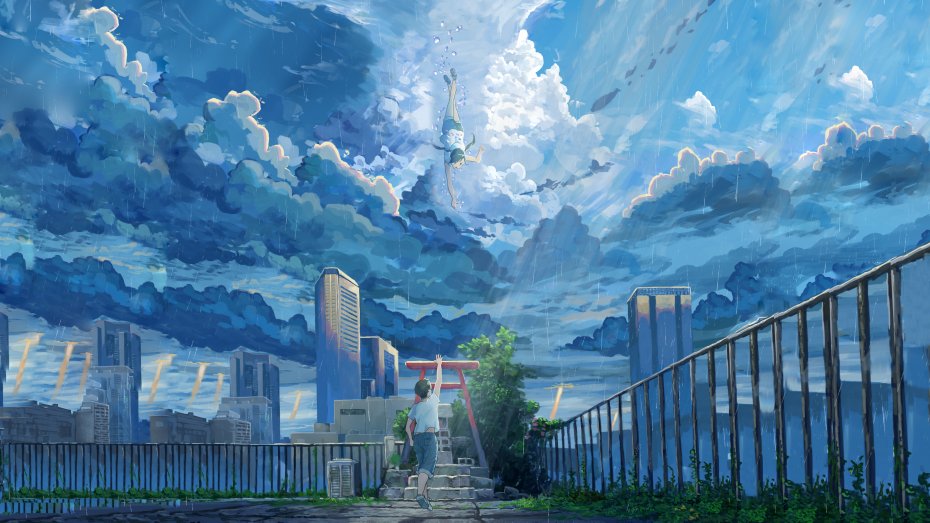 《天气之子》风格城市天空动漫壁纸