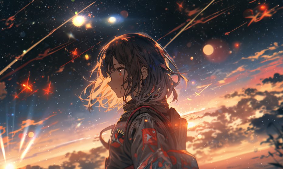 原创星空下短发女孩动漫壁纸