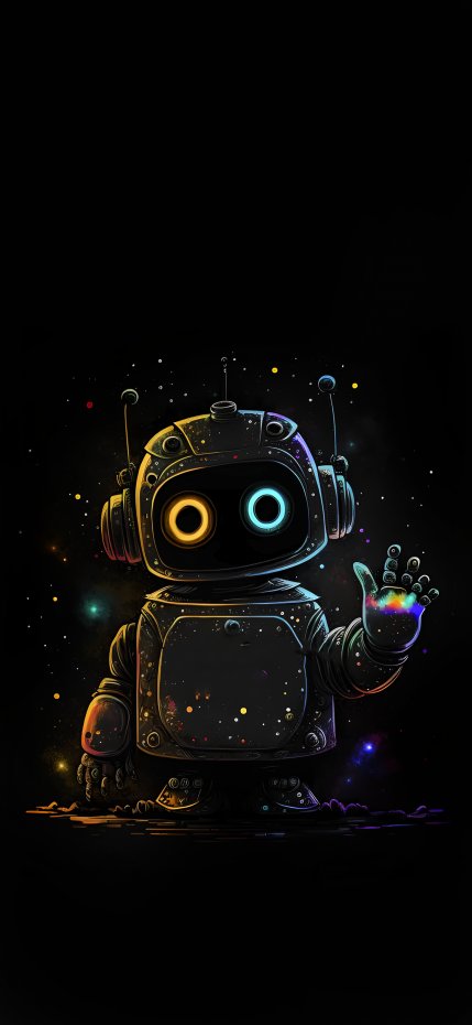 原创星空背景彩色机器人插画