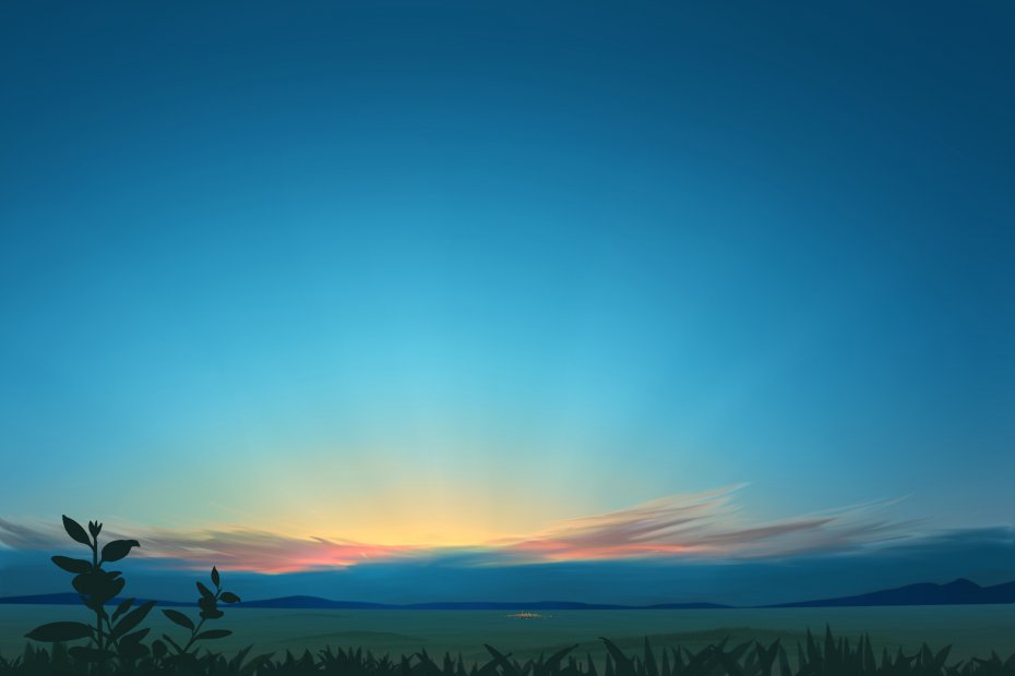 黄昏风景插画壁纸