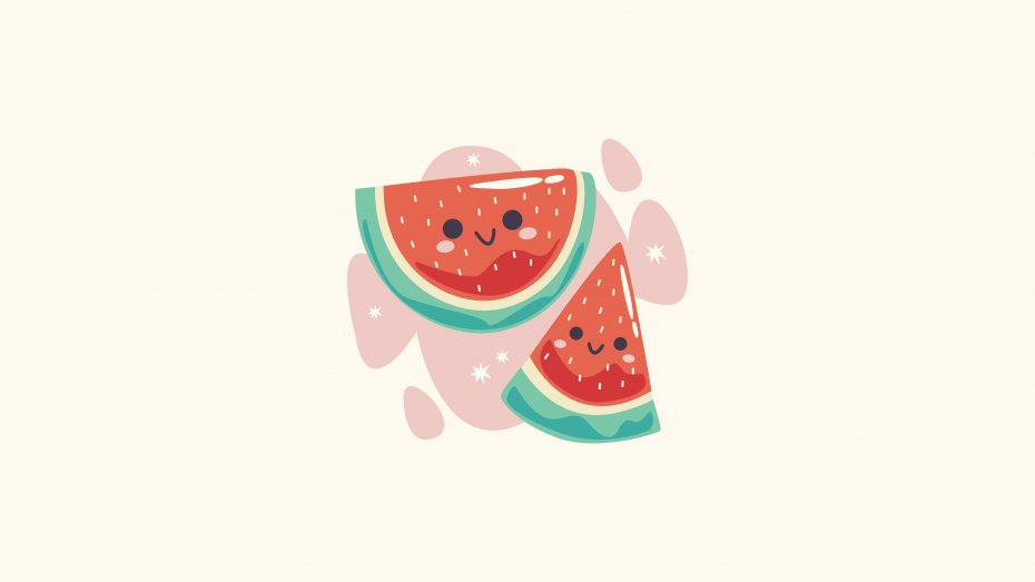 卡通西瓜切片创意插画