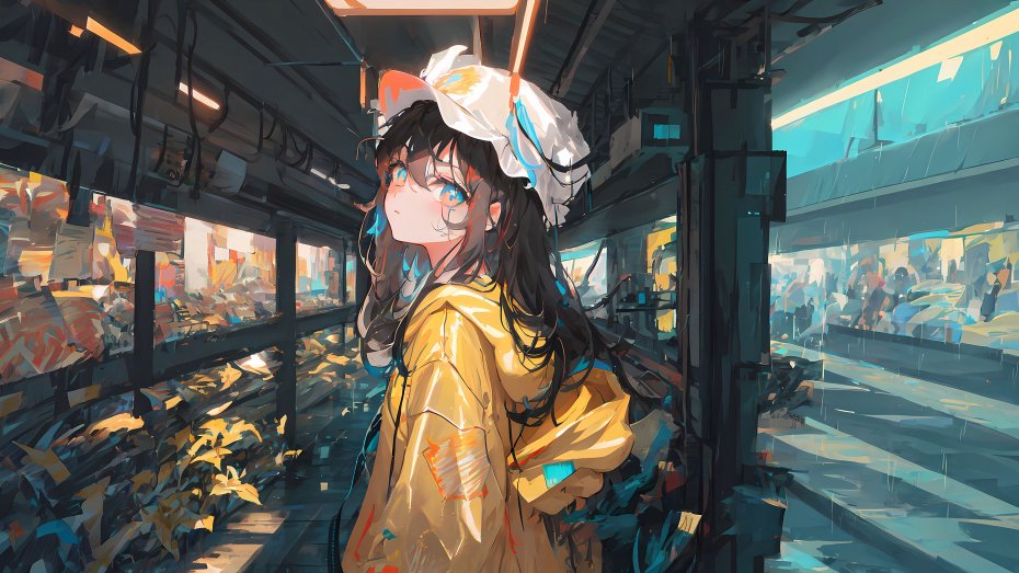 赛博朋克风少女动漫插画