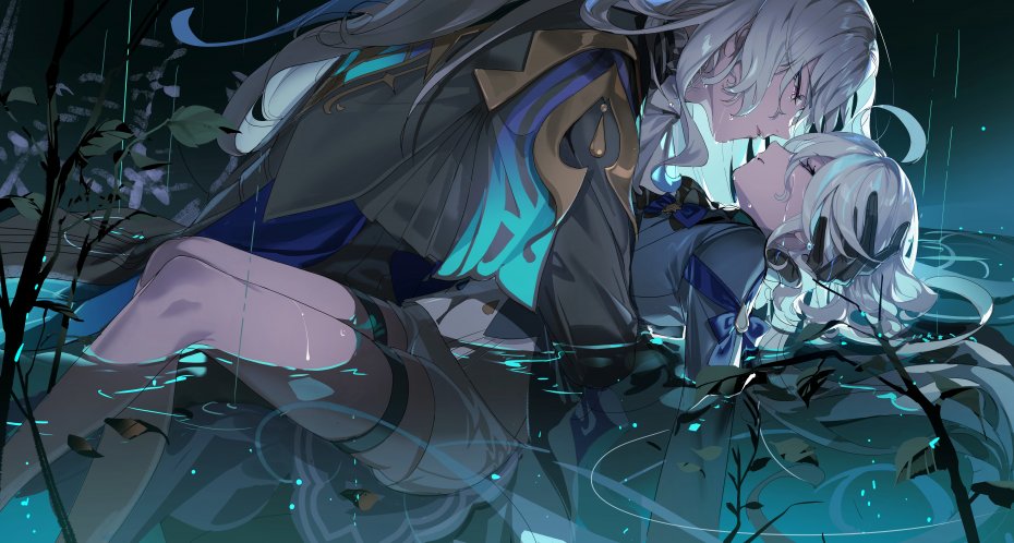 《原神》凯亚与优菈雨夜深情互动壁纸