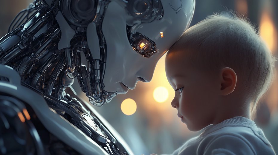 ai-机器人和婴儿 科幻壁纸