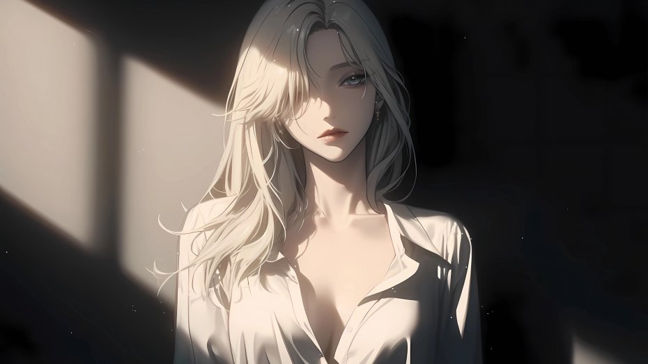 光影下的金发动漫女郎壁纸