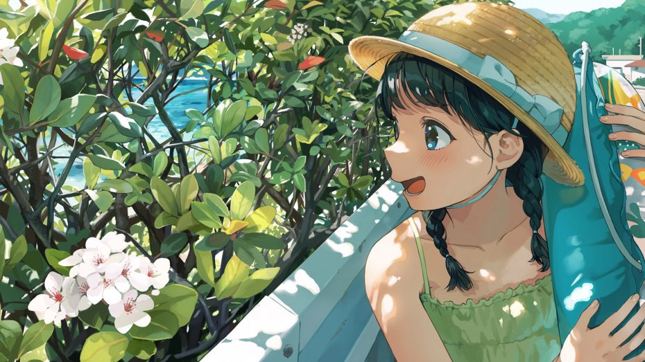 夏日少女户外探险插画壁纸