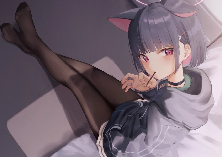 猫耳短发少女休闲装插画壁纸