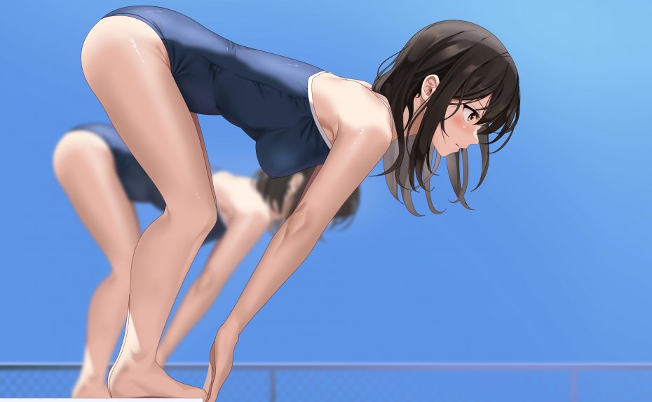 游泳少女 插画壁纸