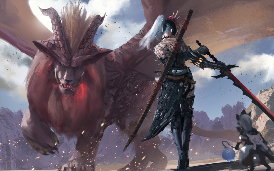 长剑女武士 怪兽 插画壁纸