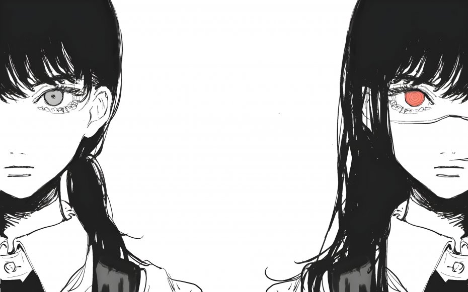 长发 脸 电锯人 动漫女孩 动漫 漫画 极简主义