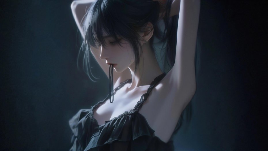 扎发 少女 插画壁纸