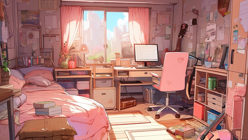 工作室与雨天视图