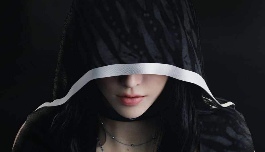 3D-分开的嘴唇-CGI-插图-黑发少女壁纸