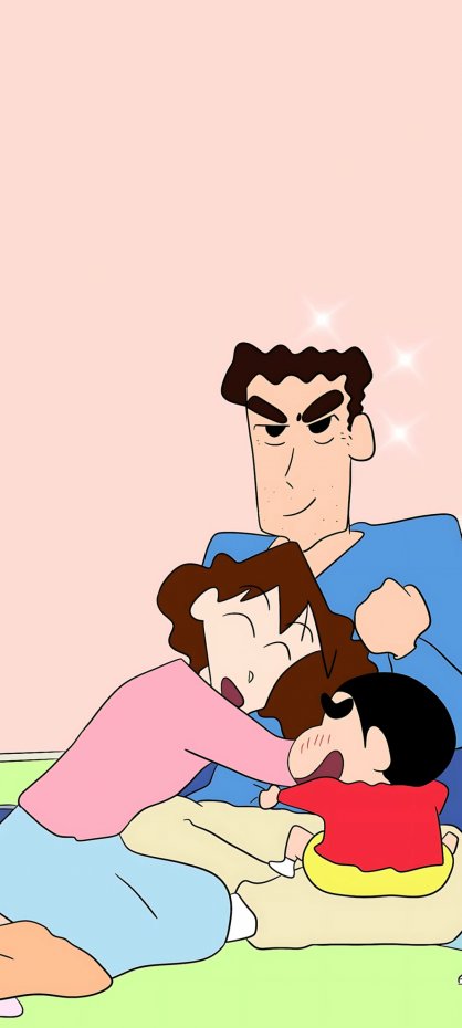 《蜡笔小新》一家人温馨风手机壁纸