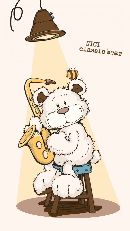 NICI 小熊吹萨克斯卡通风手机壁纸