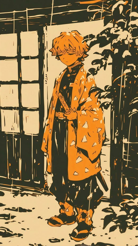 《鬼灭之刃》我妻善逸动漫风手机壁纸