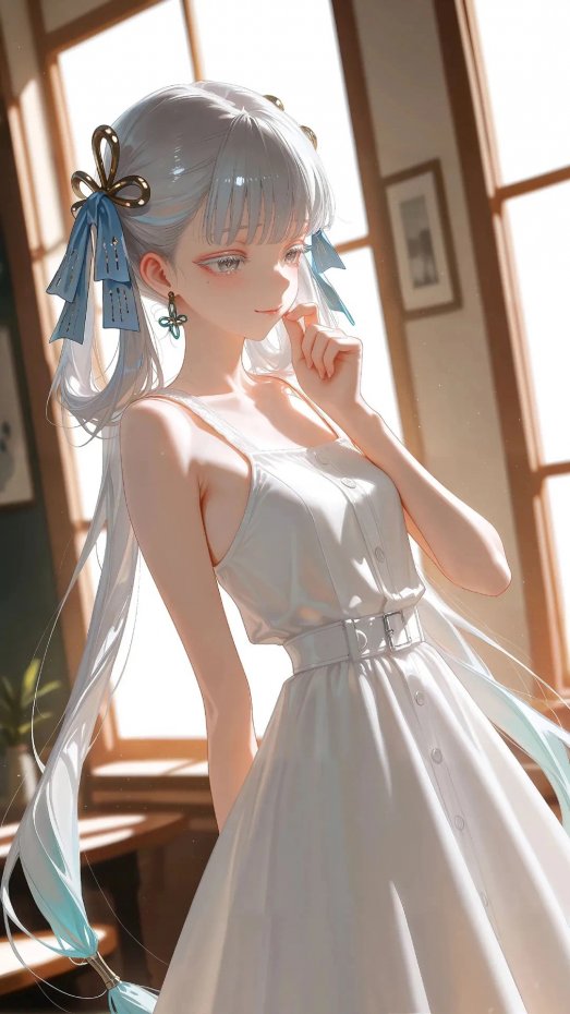 白发二次元少女甜美风手机壁纸