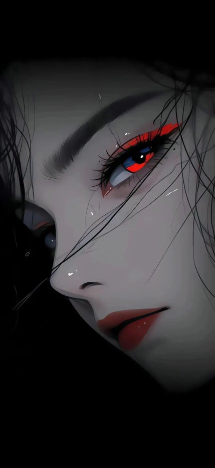 暗黑系二次元少女眼部特写风手机壁纸