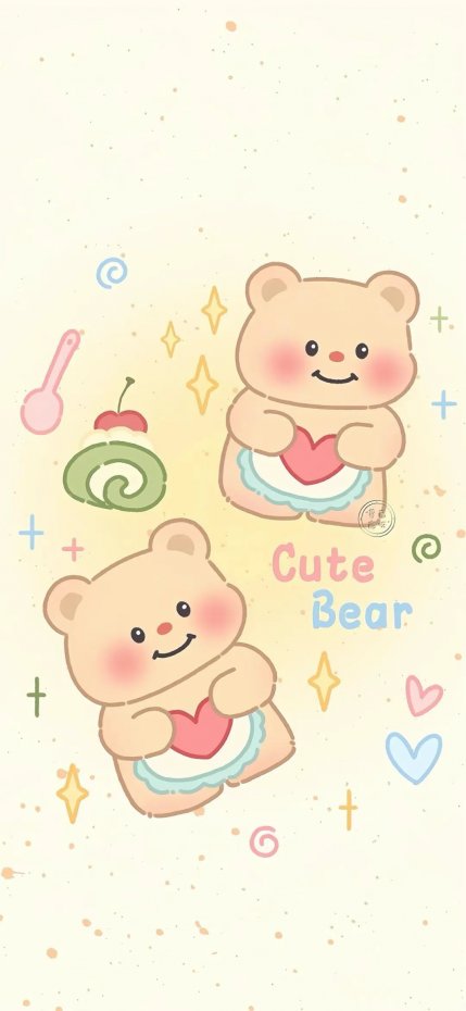 爱心小熊卡通风手机壁纸