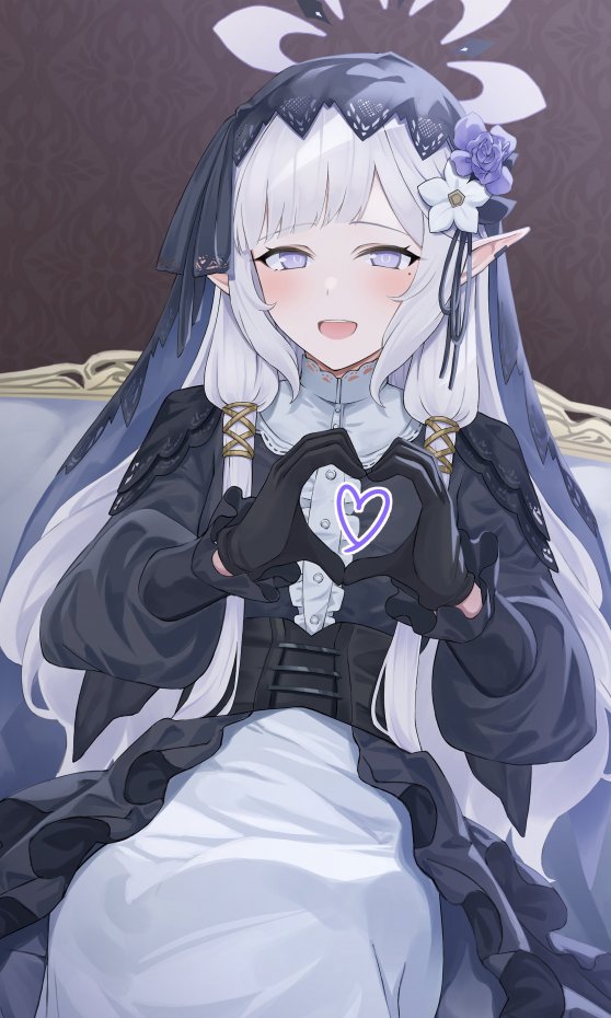 比心二次元少女甜美风手机壁纸