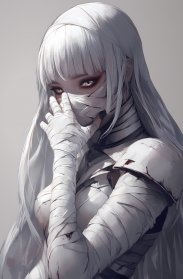 绷带白发少女神秘风手机壁纸