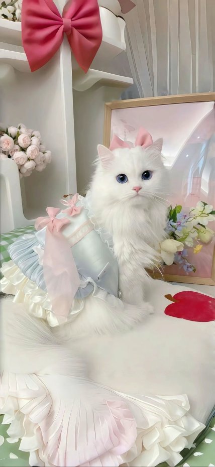 白色猫咪可爱风手机壁纸