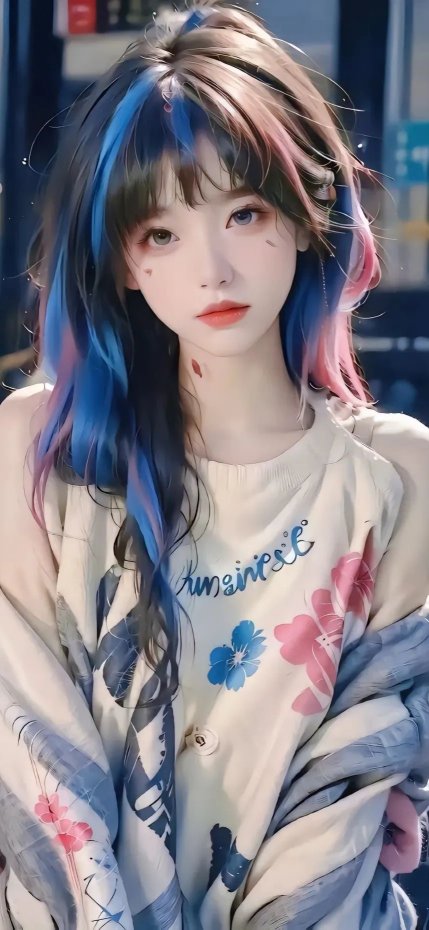 彩发少女时尚风手机壁纸