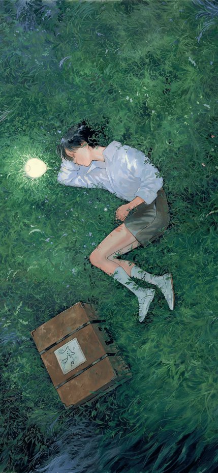 草丛中人物静谧风手机壁