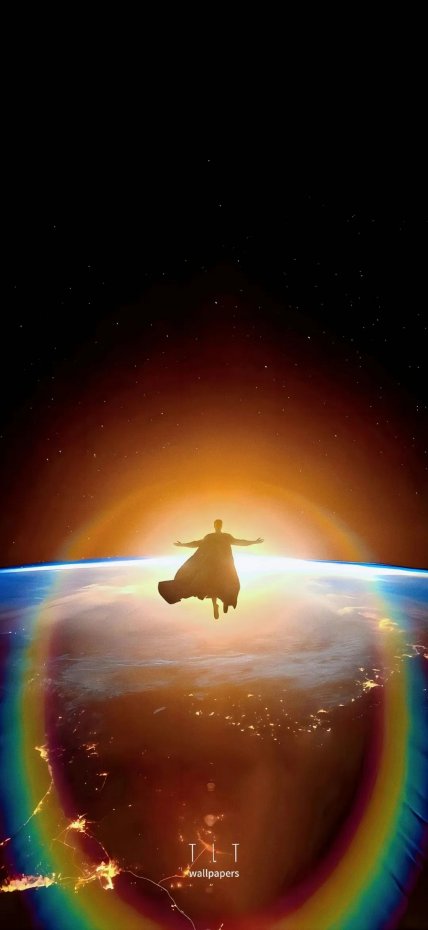 超人地球剪影科幻风手机壁纸