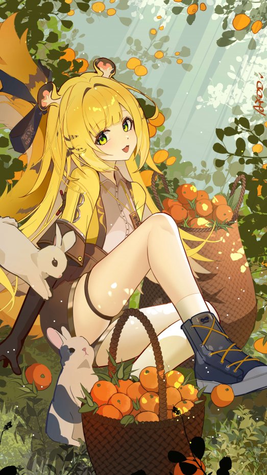 橙林少女二次元温馨风手机壁纸