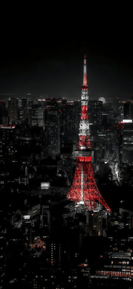 东京铁塔夜景城市风手机壁纸