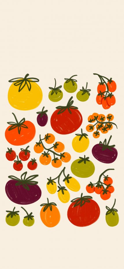 多彩番茄手绘风手机壁纸