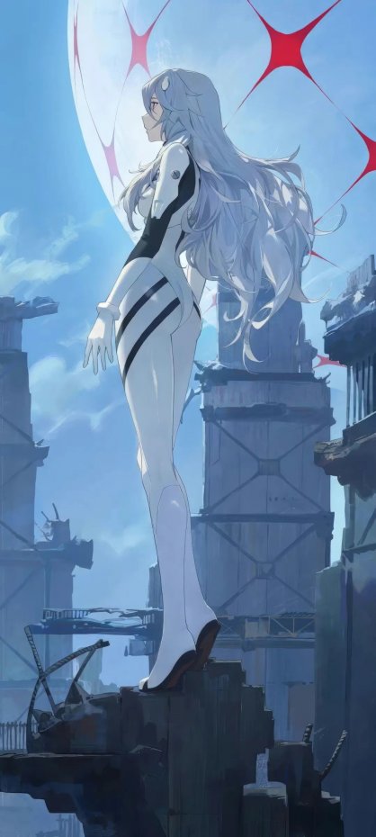 废墟上二次元少女科幻风手机壁纸